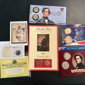 Franklin Pierce Commemorative Panel w/P & D Mint Presidential Dollars & more